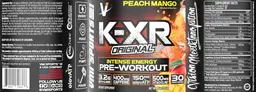 Label for K-XR Original Pre-Workout Peach Mango