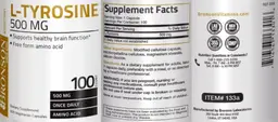 Label for L-Tyrosine 500 mg