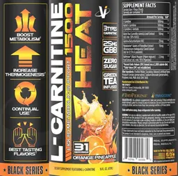 Label for L-Carnitine 1500 Heat Orange Pineapple