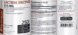 Label for Lactase Enzyme 375 mg