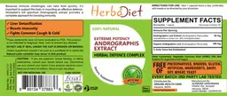 Label for Extreme Potency Andrographis Extract