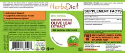 Label for Extreme Potency Olive Leaf Extract