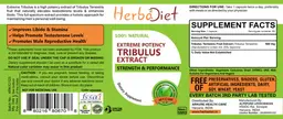 Label for Extreme Potency Tribulus Extract