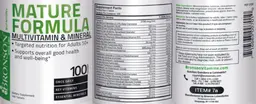 Label for Mature Formula Multivitamin & Mineral