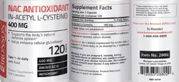 Label for NAC Antioxidant (N-Acetyl L-Cysteine) 400 mg