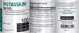 Label for Potassium 98 mg