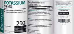 Label for Potassium 98 mg