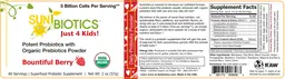 Label for Sunbiotics Just 4 Kids! Bountiful Berry