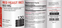 Label for Red Yeast Rice 600 mg