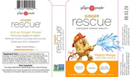 Label for Ginger Rescue Chewable Ginger Tablets Mighty Mango