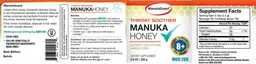 Label for Throat Soother Manuka Honey