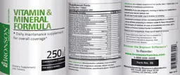 Label for Vitamin & Mineral Formula