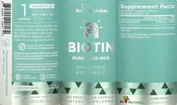 Label for Biotin Pure 5000 mcg
