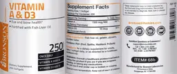 Label for Vitamin A & D3