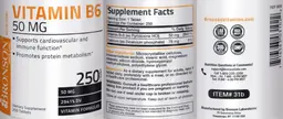 Label for Vitamin B6 50 mg