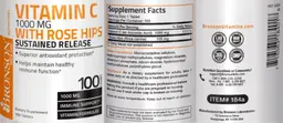 Label for Vitamin C 1000 mg with Rose Hips Sustained Release