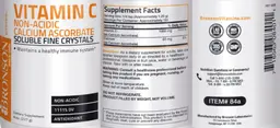 Label for Vitamin C Non-Acidic Calcium Ascorbate Soluble Fine Crystals