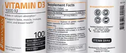 Label for Vitamin D3 1000 IU