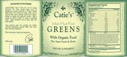 Label for Catie's Whole Plant Food Greens