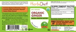 Label for Organic Ginger