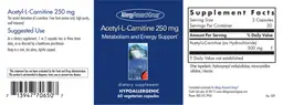 Label for Acetyl-L-Carnitine 250 mg