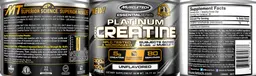 Label for Platinum 100% Creatine Unflavored