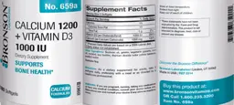 Label for Calcium 1200 + Vitamin D3 1000 IU