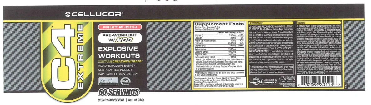 Label for C4 Extreme Fruit Punch