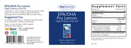 Label for EPA/DHA Pro Lemon