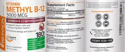 Label for Vitamin Methyl B-12 5000 mcg Cherry Flavor
