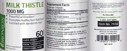 Label for Milk Thistle 1000 mg