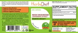 Label for Reishi Mushroom (Ganoderma) Extract
