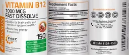 Label for Vitamin B12 1000 mcg Fast Dissolve Cherry Flavor