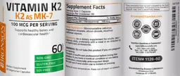 Label for Vitamin K2 100 mcg