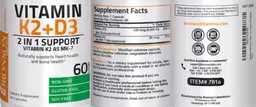 Label for Vitamin K2 + D3