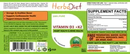 Label for Vitamin D3 + K2