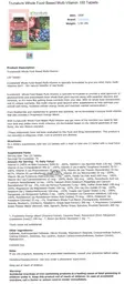 Label for Whole Food Based Multi-Vitamin