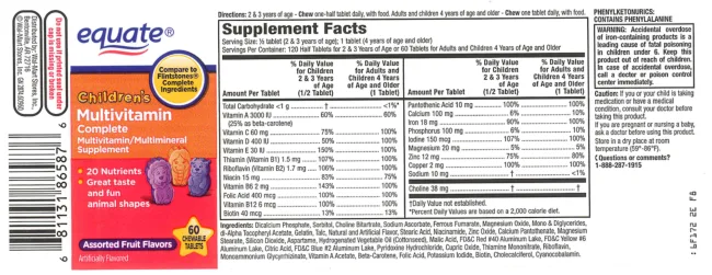 Label for Children's Multivitamin Complete