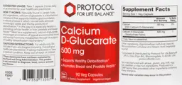 Label for Calcium D-Glucarate 500 mg