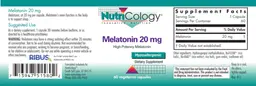 Label for Melatonin 20 mg