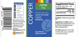Label for Taste N'Score Liquid Copper 2 mg