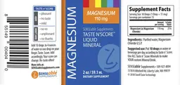 Label for Taste N'Score Liquid Magnesium 110 mg