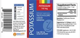 Label for Taste N'Score Liquid Potassium 110 mg