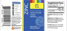 Label for Taste N'Score Liquid Zinc 18 mg
