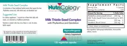 Label for Milk Thistle Seed Complex