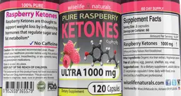 Label for Pure Raspberry Ketones Ultra 1000 mg