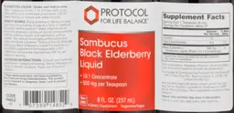 Label for Sambucus Black Elderberry Liquid 500 mg