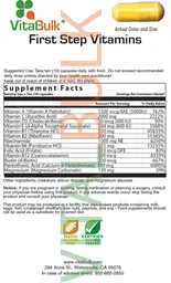 Label for First Step Vitamins