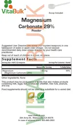 Label for Magnesium Carbonate 29% Powder