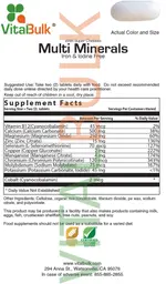 Label for Multi Minerals with Super Chelates Iron & Iodine Free
